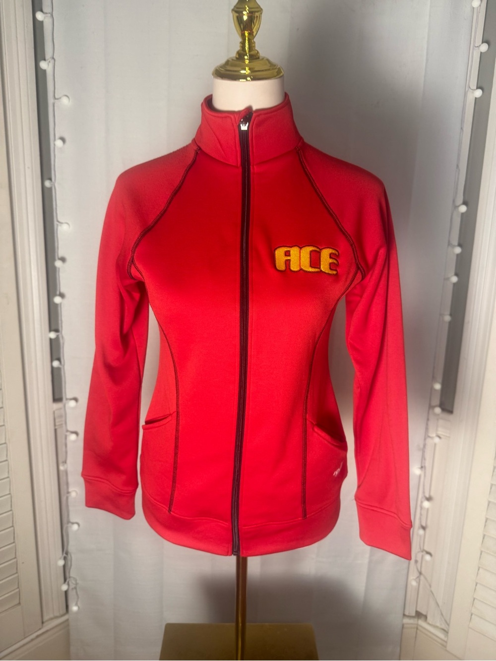Varsity Spirit ACE Embroidered Full Zip Athletic Jacket Pink Red Small Cheer